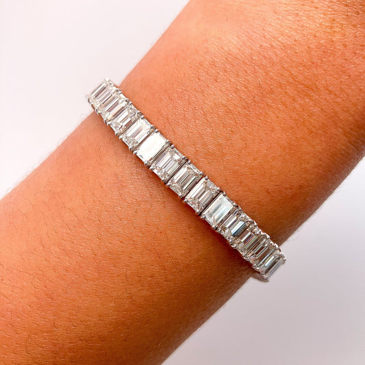 23.90cts Emerald Cut Diamond Tennis Bracelet, 18k - Forever Rox Fine Jewelry