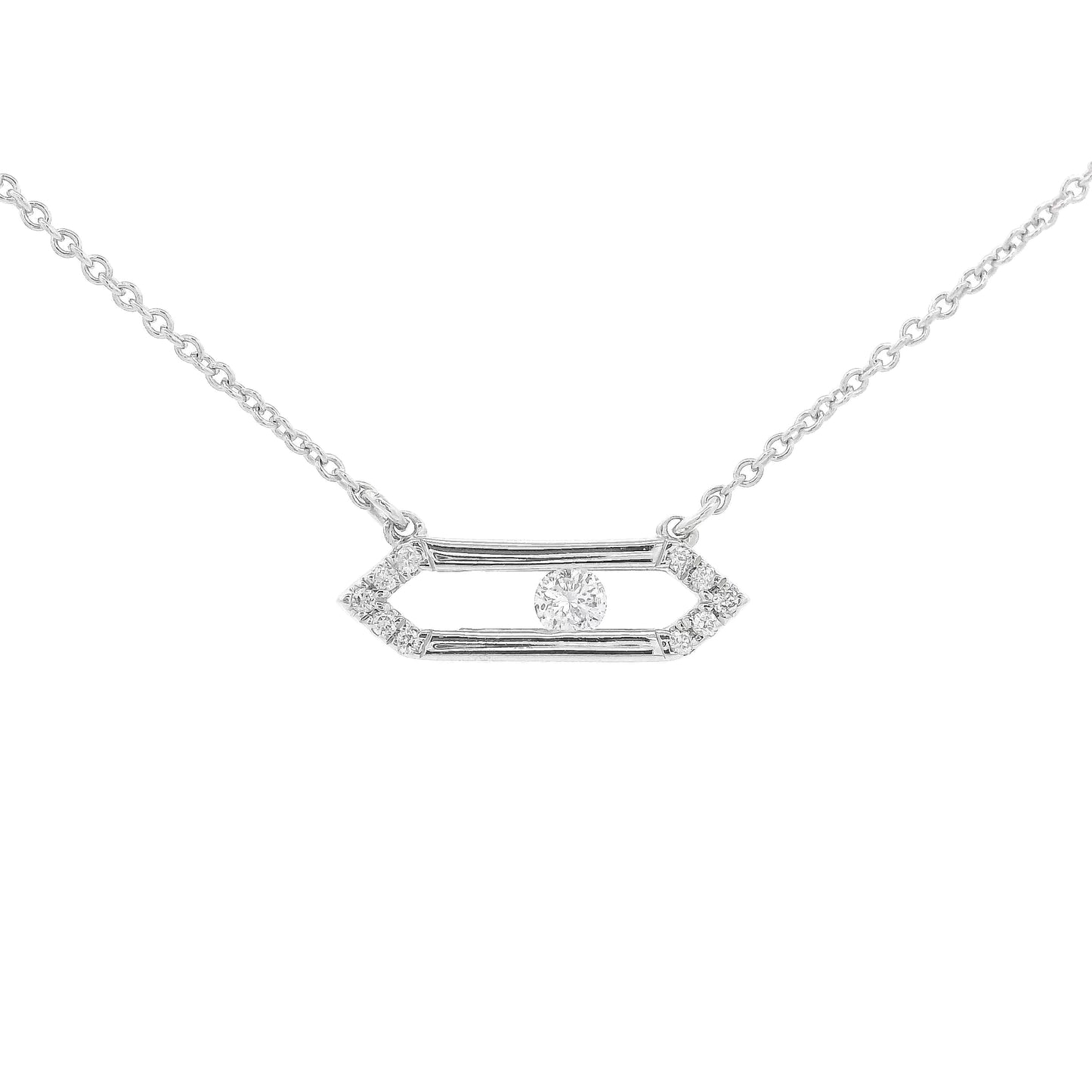 Silver Diamond Slide Hexagon Pendant