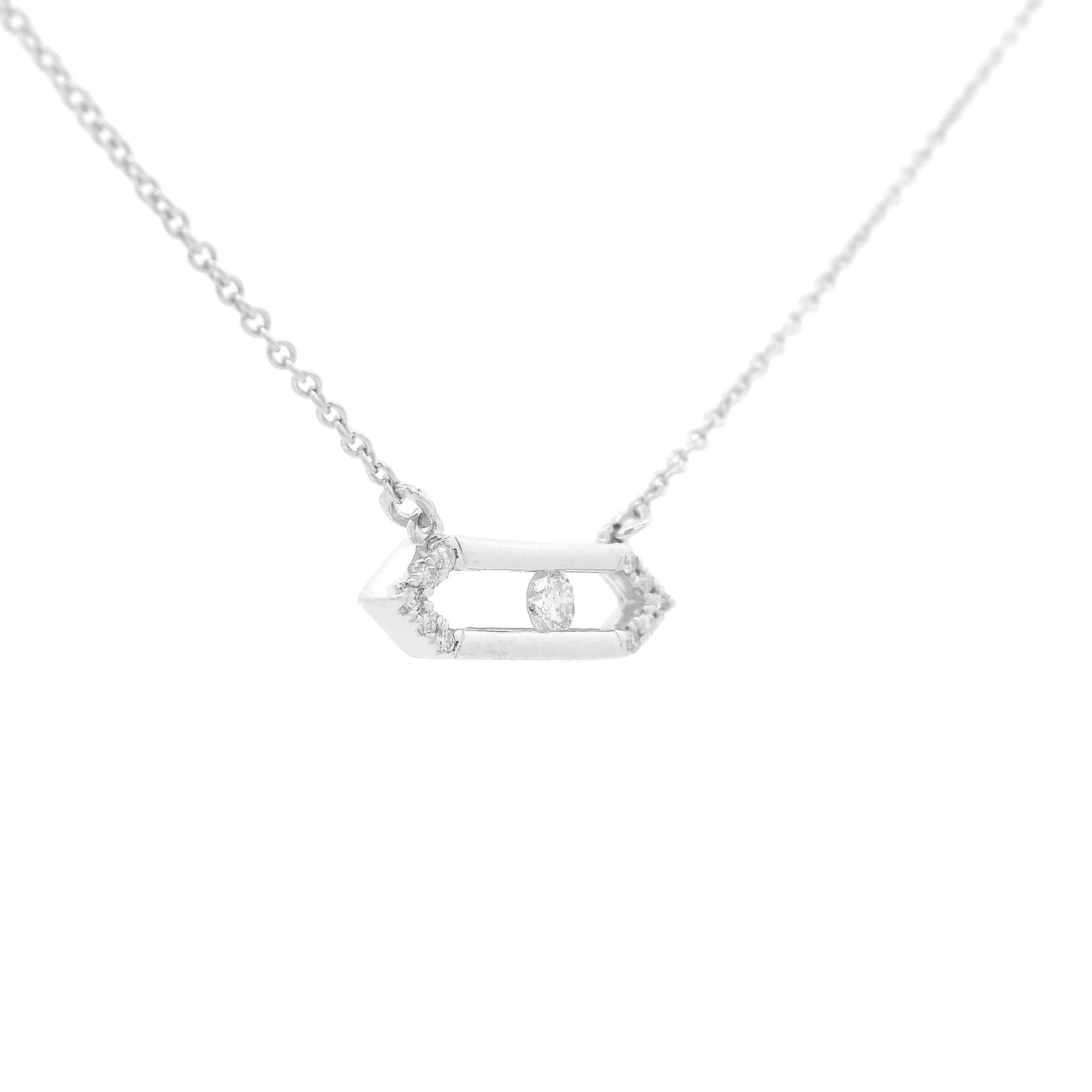 Silver Diamond Slide Hexagon Pendant