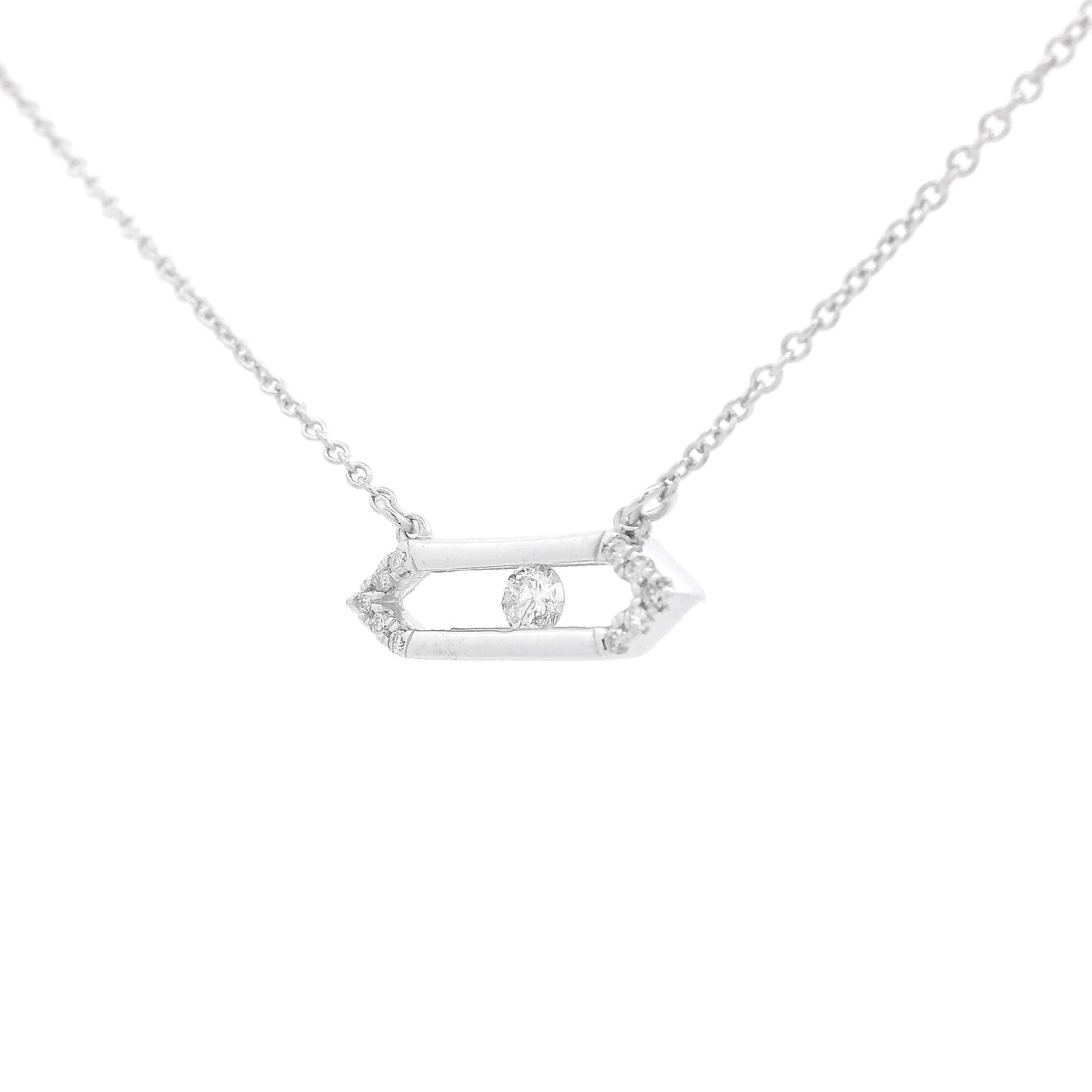 Silver Diamond Slide Hexagon Pendant