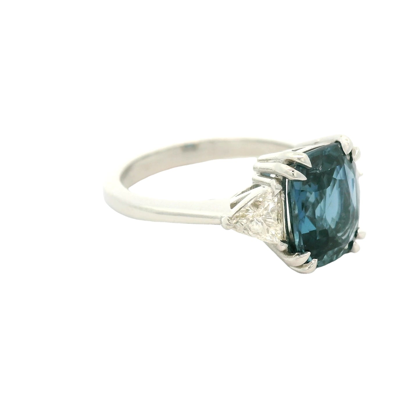 Ceylon Sapphire & Trillion Cut Diamond Ring