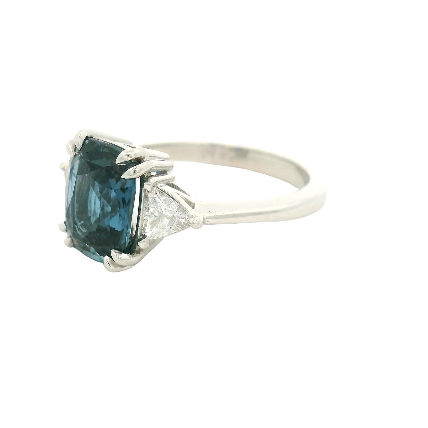 Ceylon Sapphire & Trillion Cut Diamond Ring