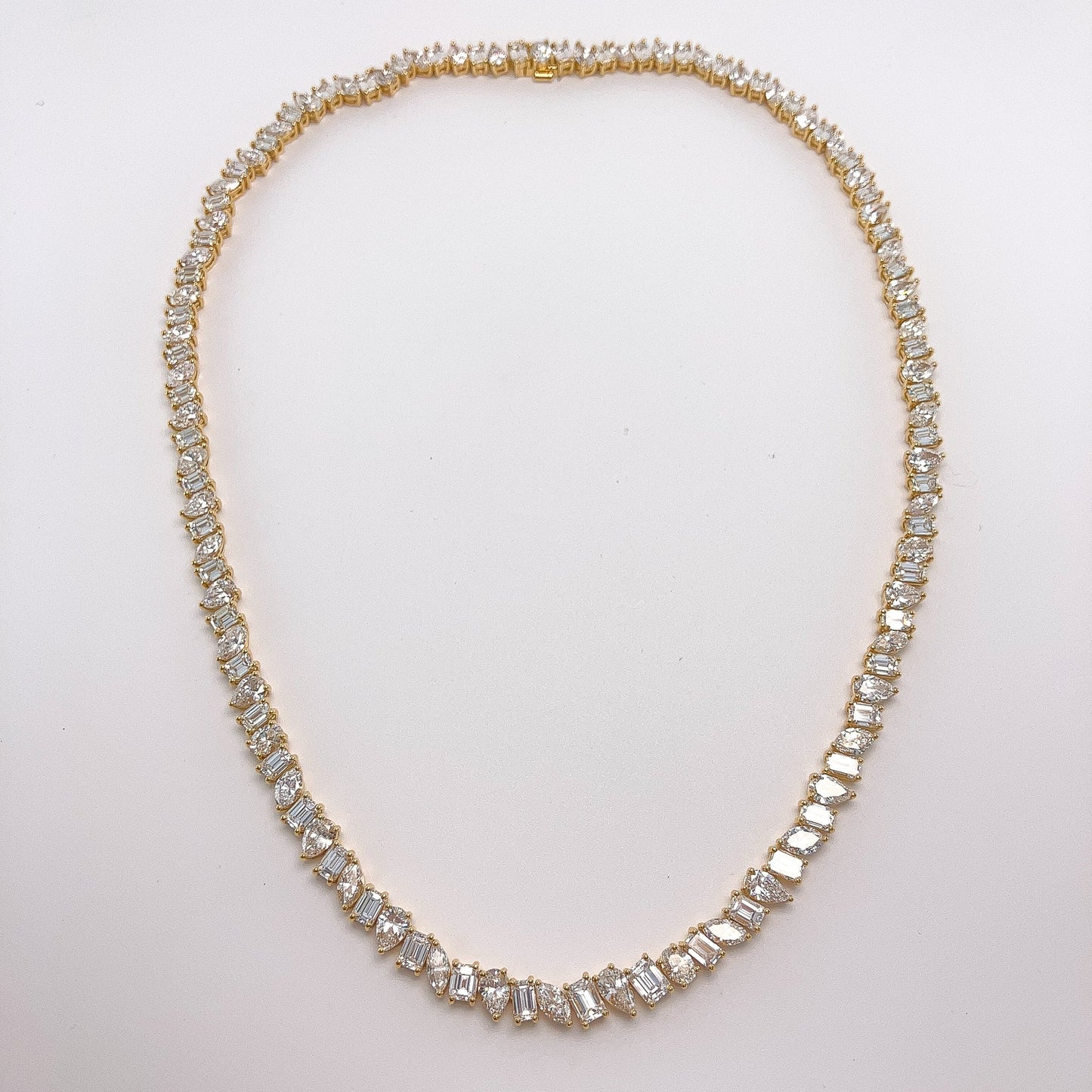 29.18ctw Mixed Cut Diamond Tennis Necklace - Forever Rox