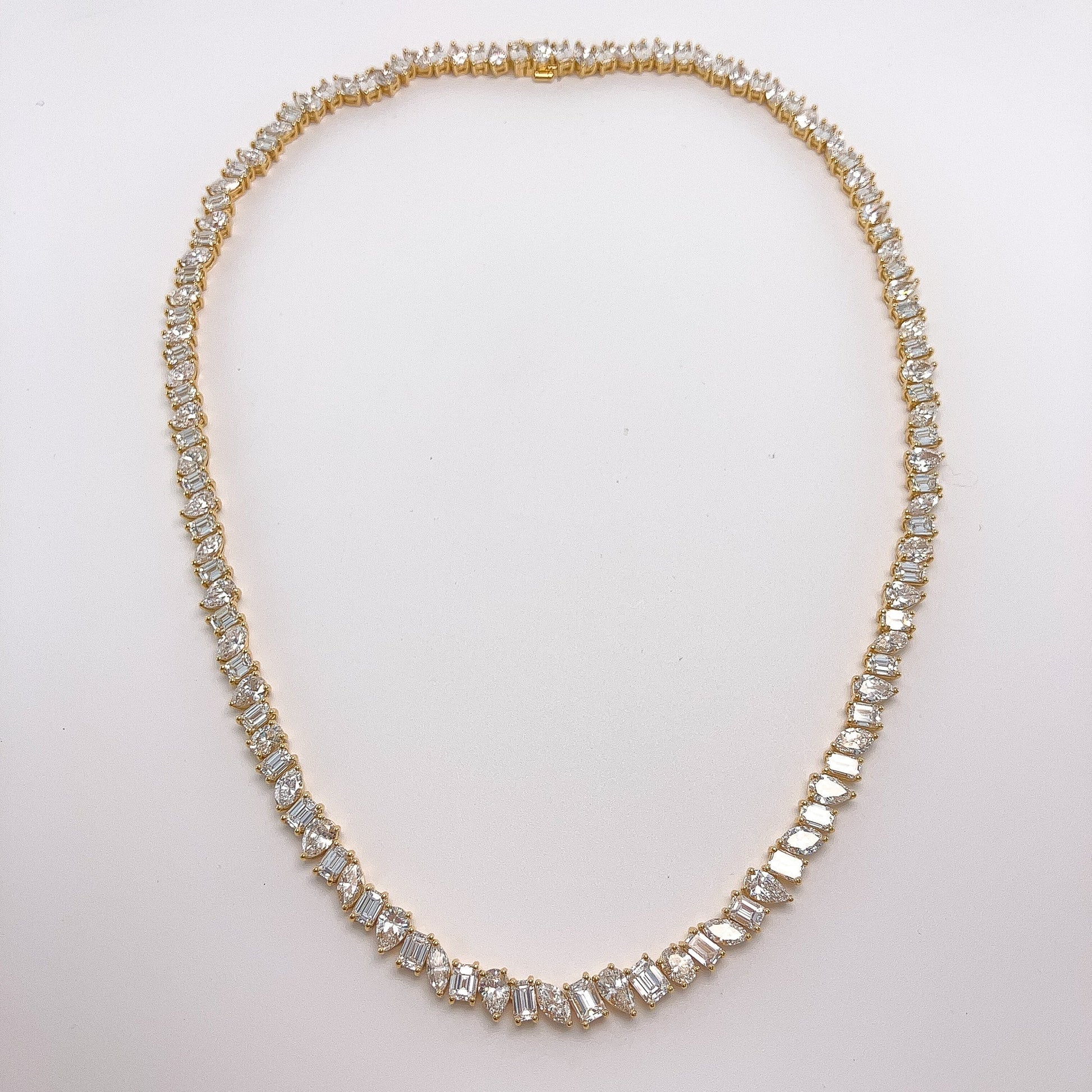 29.18ctw Mixed Cut Diamond Tennis Necklace - Forever Rox