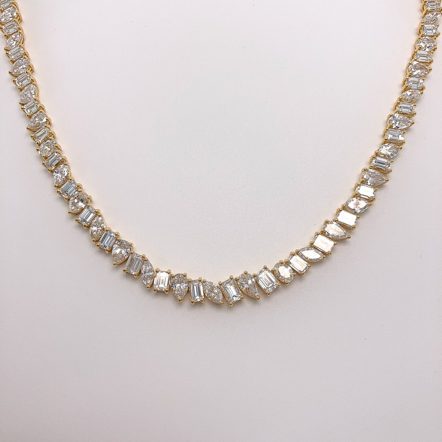 29.18ctw Mixed Cut Diamond Tennis Necklace - Forever Rox