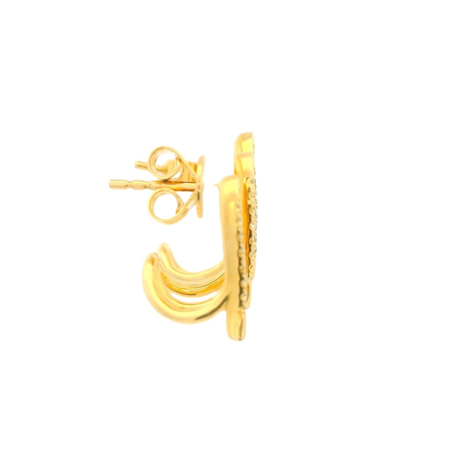 3 Diamond Curved Line Half Hoop Earrings - Forever Rox