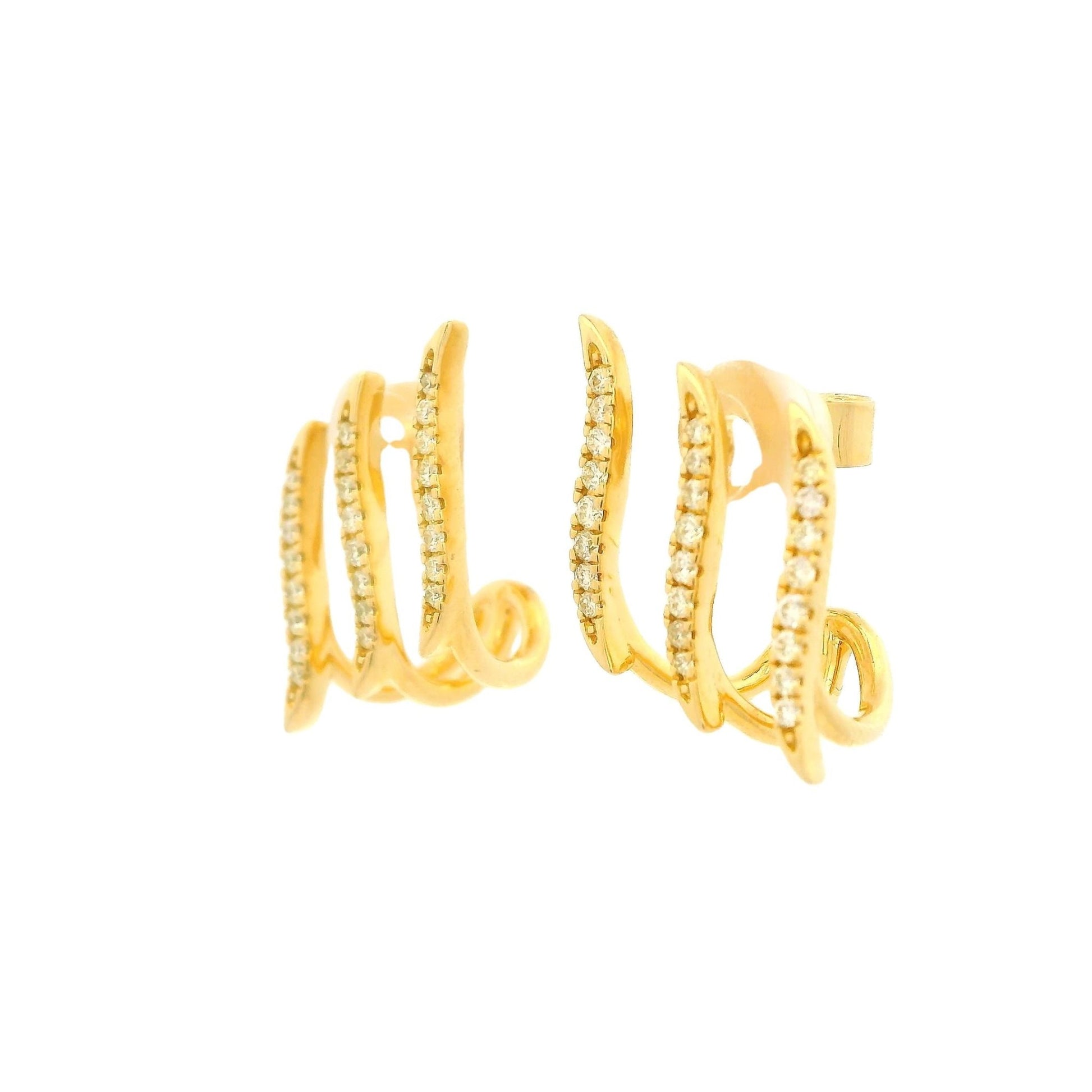 3 Diamond Curved Line Half Hoop Earrings - Forever Rox