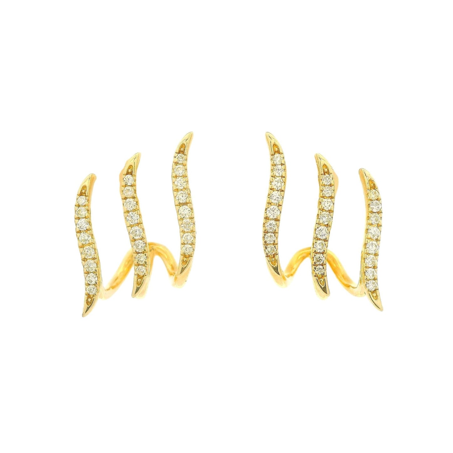 3 Diamond Curved Line Half Hoop Earrings - Forever Rox