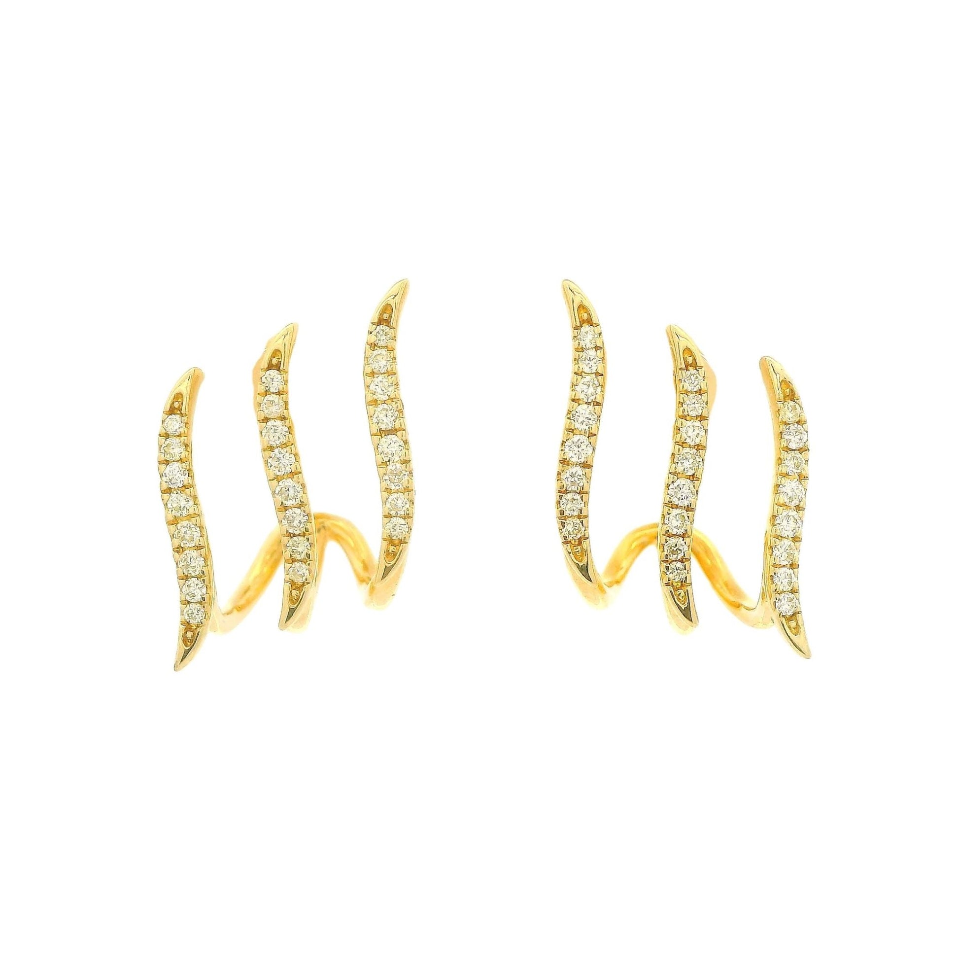 3 Diamond Curved Line Half Hoop Earrings - Forever Rox