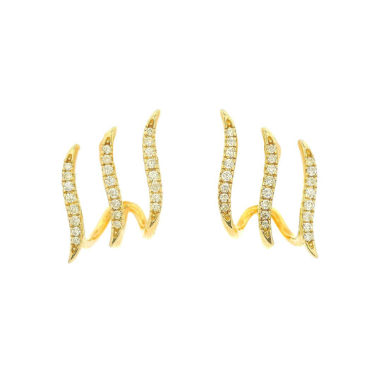 3 Diamond Curved Line Half Hoop Earrings - Forever Rox