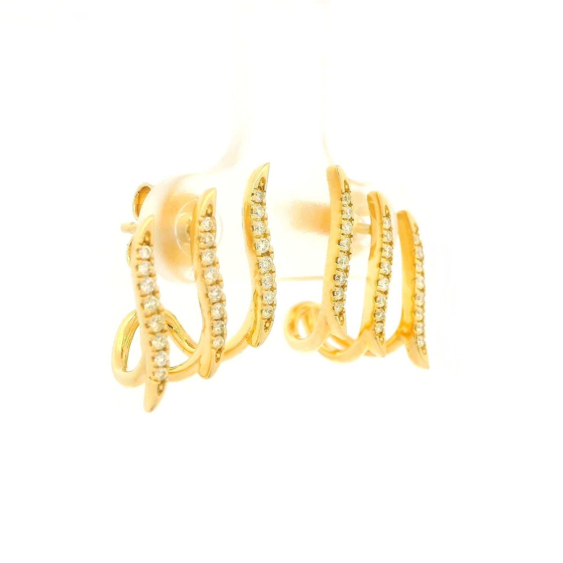 3 Diamond Curved Line Half Hoop Earrings - Forever Rox