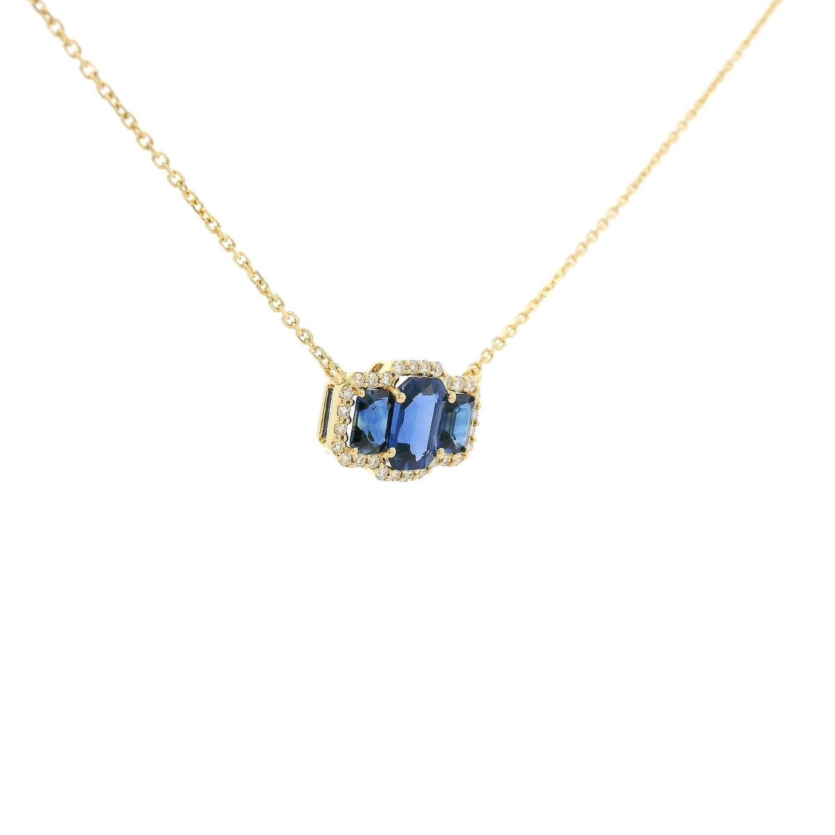3 Emerald Cut Sapphire & Diamond Pendant - Forever Rox Fine Jewelry