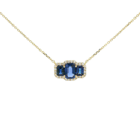 3 Emerald Cut Sapphire & Diamond Pendant - Forever Rox Fine Jewelry