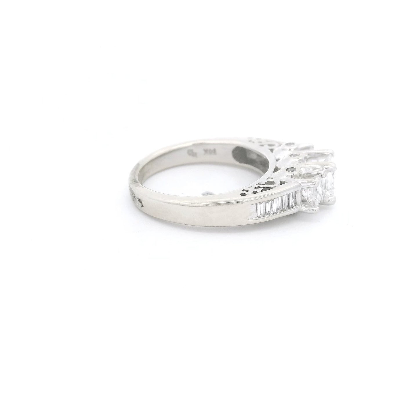 3 Princess Cut Diamonds Bridal Ring With Baguettes Down the Shank - Forever Rox Fine Jewelry