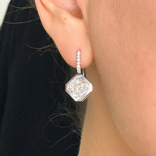 3.00ct + 3.03ct GIA Certified Radiant Dut Diamond Drop Earrings, 18k - Forever Rox Fine Jewelry