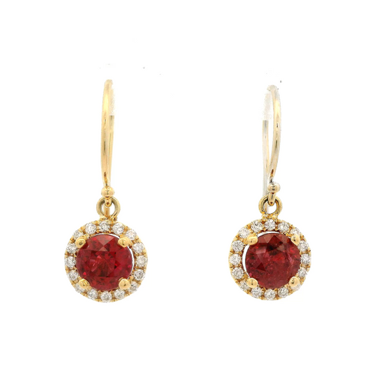 Ruby Dangles With Diamond Halo