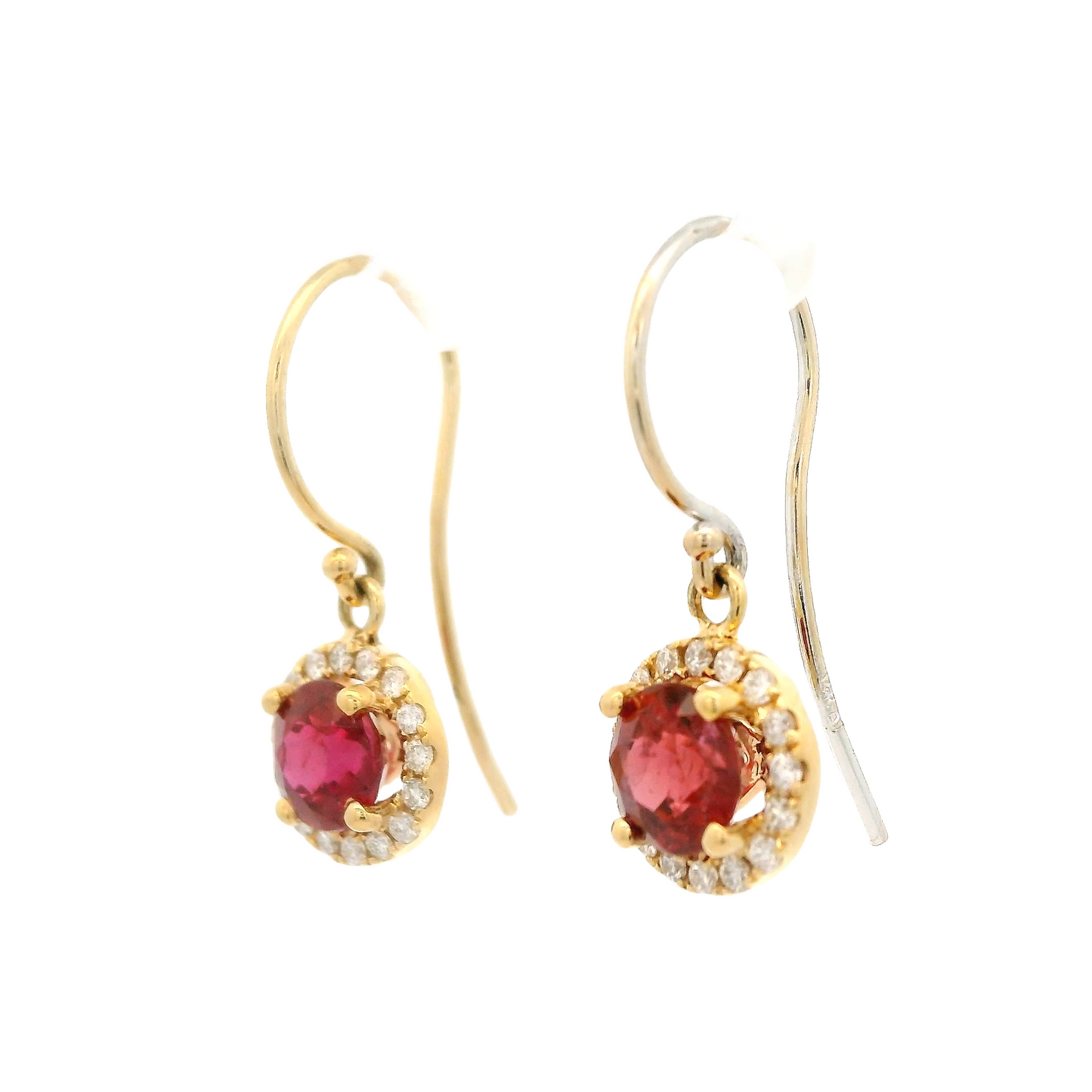 Ruby Dangles With Diamond Halo