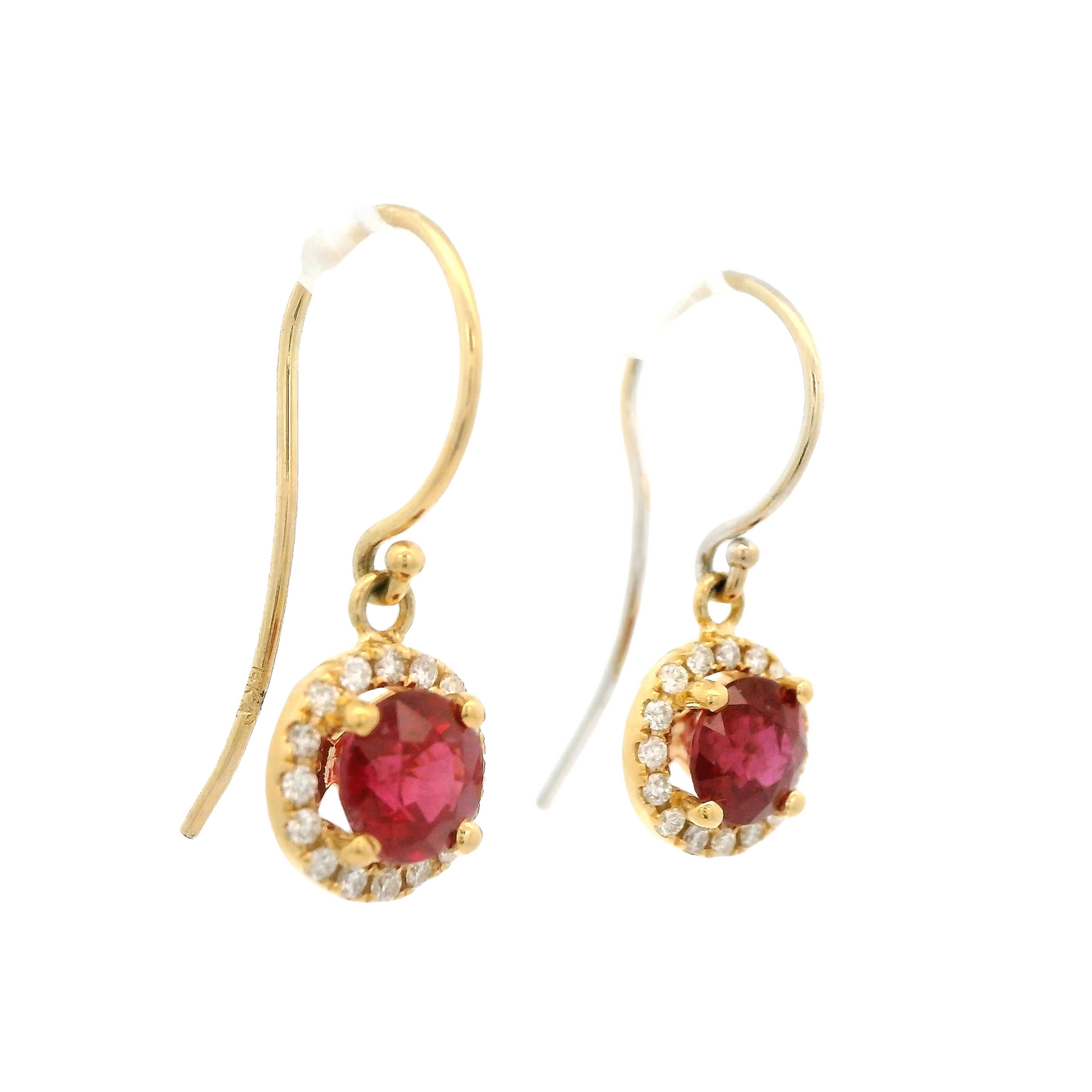 Ruby Dangles With Diamond Halo