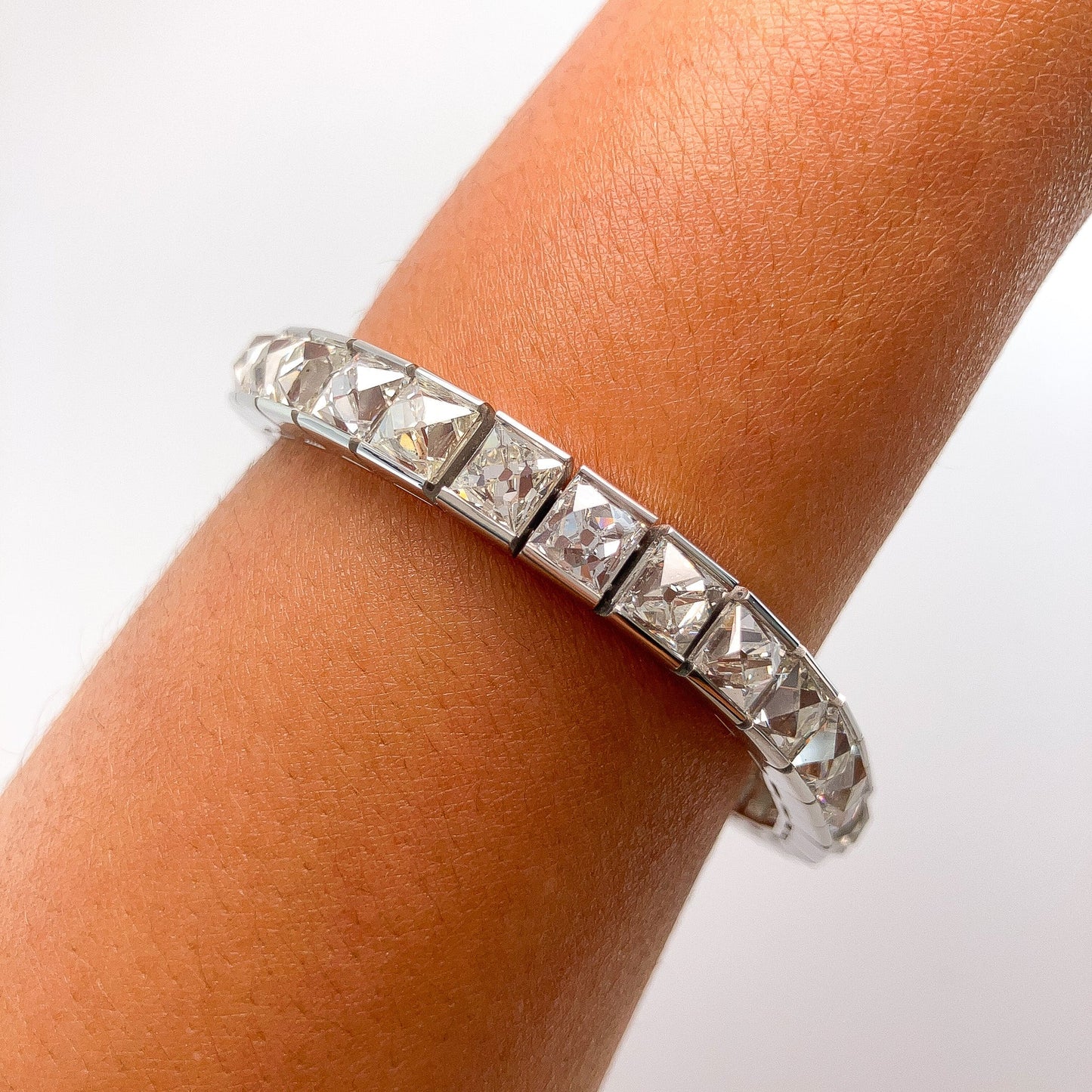 ·31.34cts French Cut Diamond Tennis Bracelet, Platinum - Forever Rox