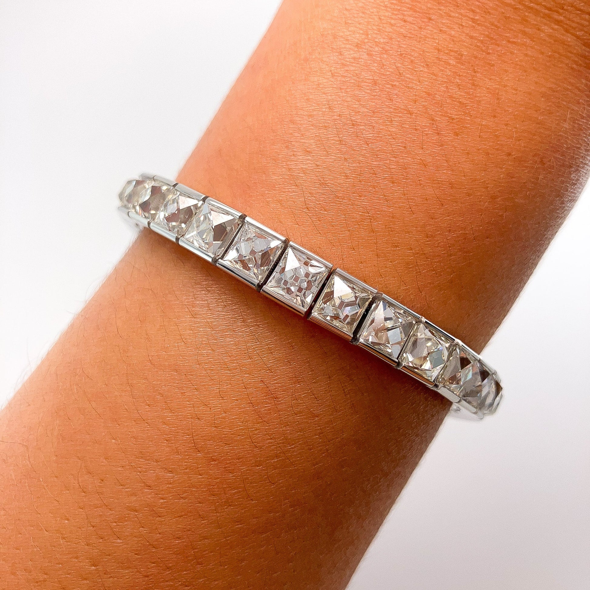 ·31.34cts French Cut Diamond Tennis Bracelet, Platinum - Forever Rox