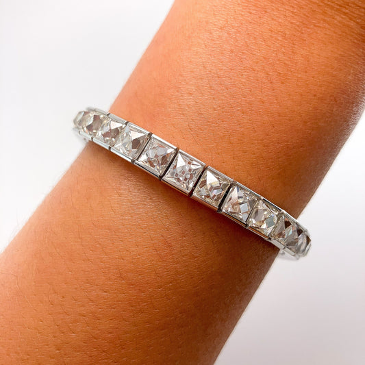 ·31.34cts French Cut Diamond Tennis Bracelet, Platinum - Forever Rox
