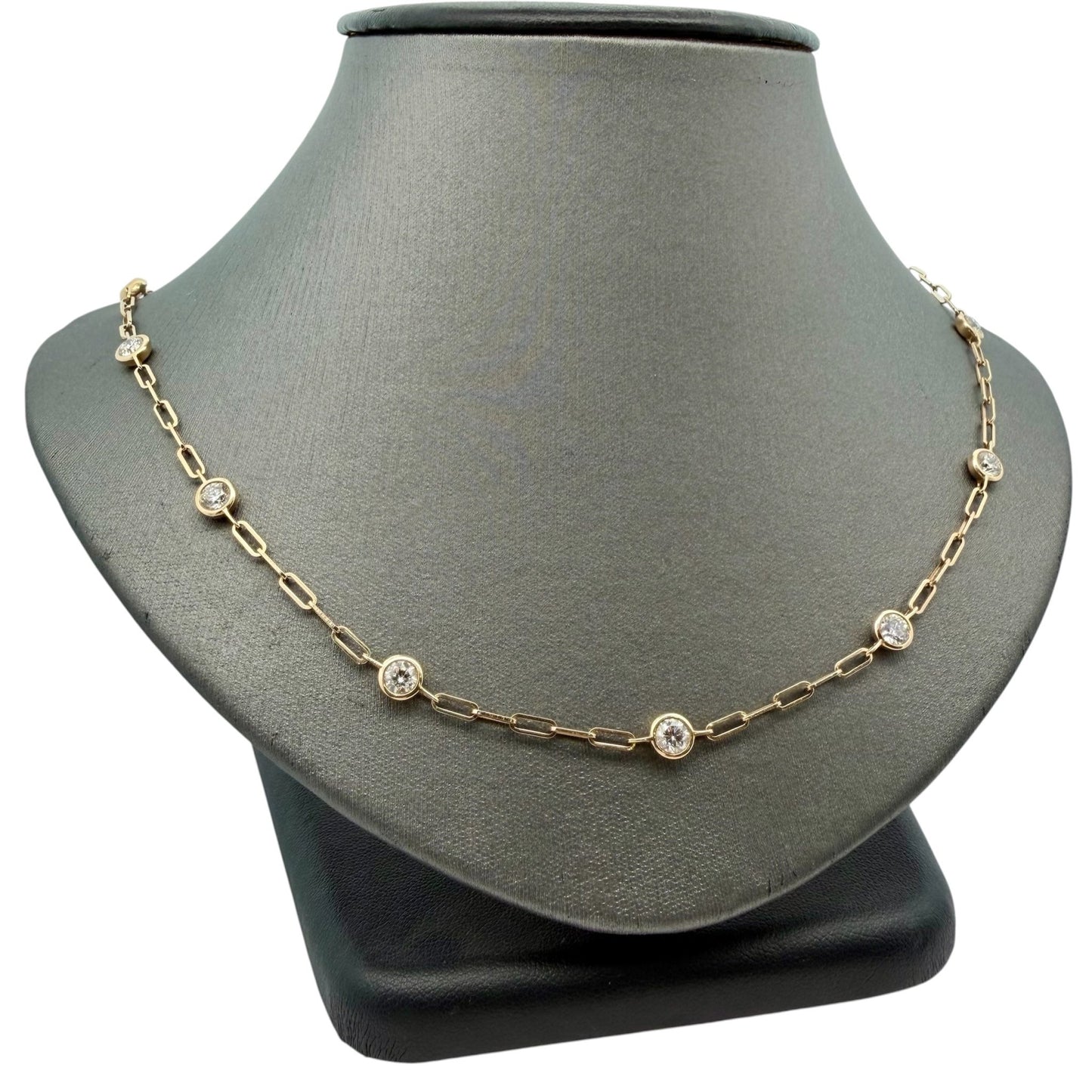 3.25ctw Bezel Set Diamonds By The Yard Paperclip Necklace - Forever Rox Fine Jewelry
