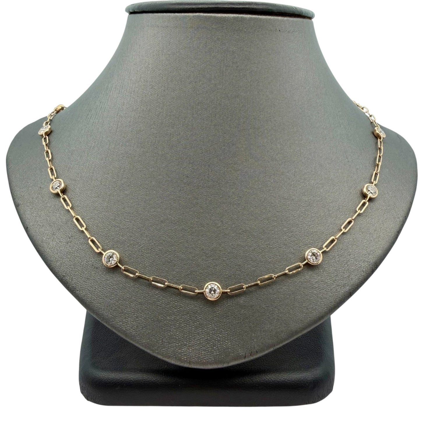 3.25ctw Bezel Set Diamonds By The Yard Paperclip Necklace - Forever Rox Fine Jewelry