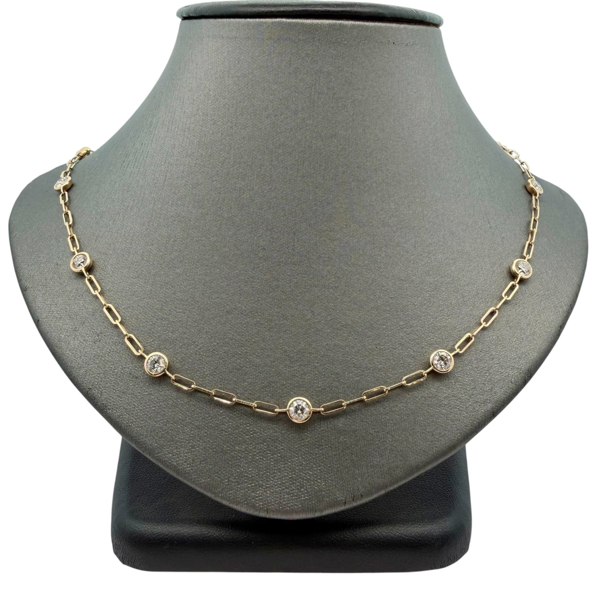 3.25ctw Bezel Set Diamonds By The Yard Paperclip Necklace - Forever Rox Fine Jewelry