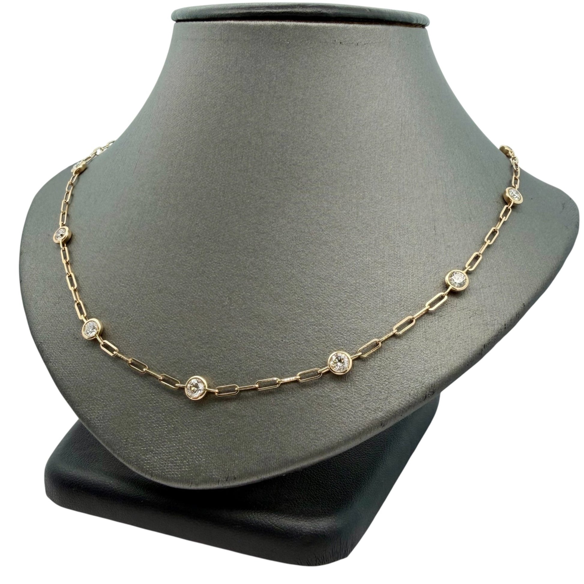 3.25ctw Bezel Set Diamonds By The Yard Paperclip Necklace - Forever Rox Fine Jewelry