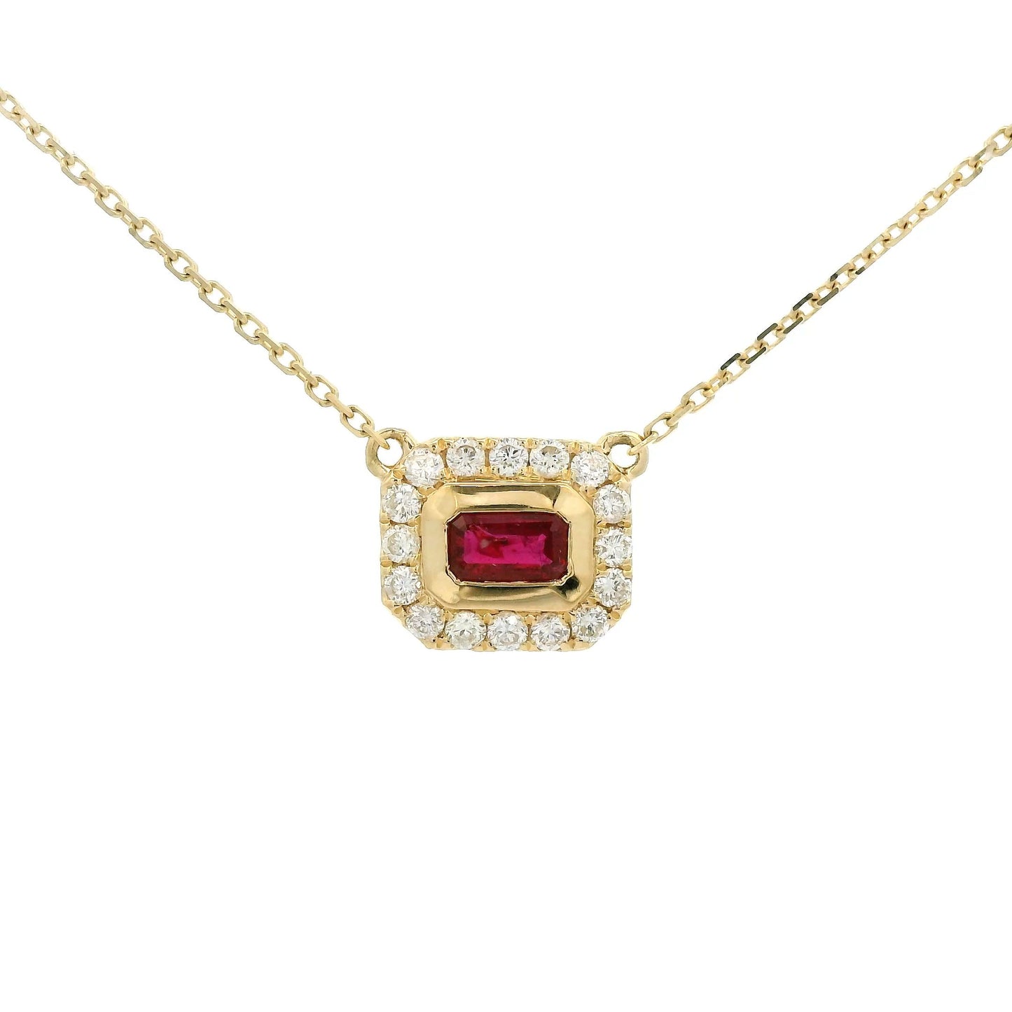 Baguette Cut Ruby & Diamond Pendant