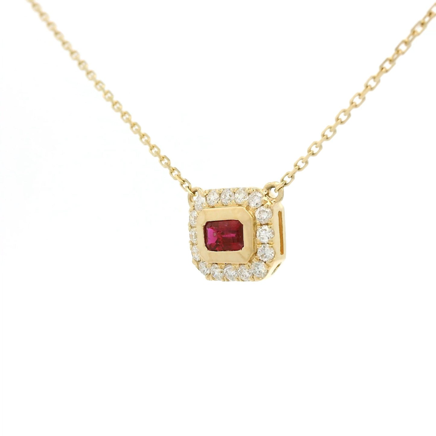 Baguette Cut Ruby & Diamond Pendant