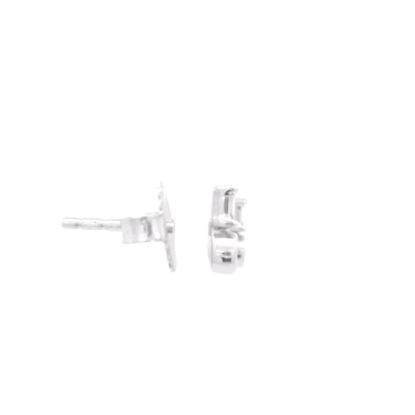 Silver Baguette & Round Diamond Studs