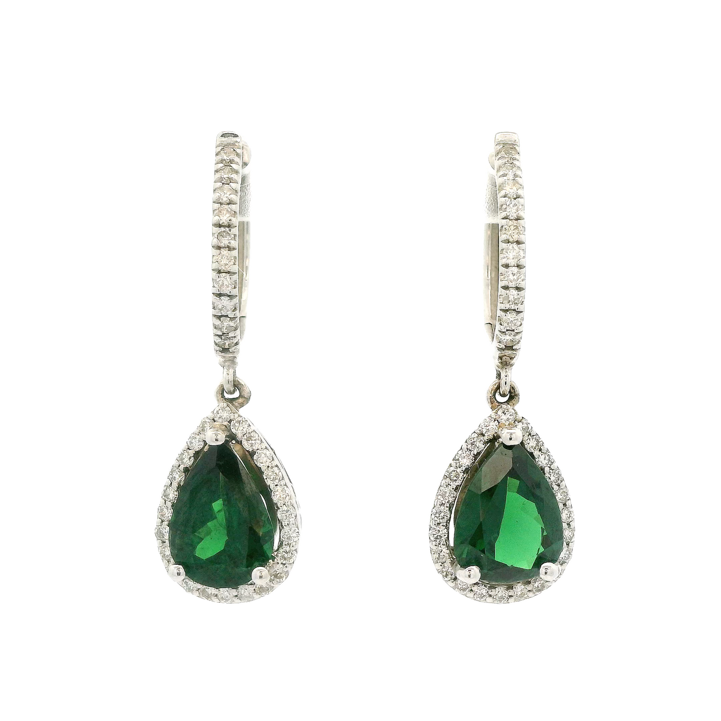 Pear Shape Tsavorite & Diamond Dangles