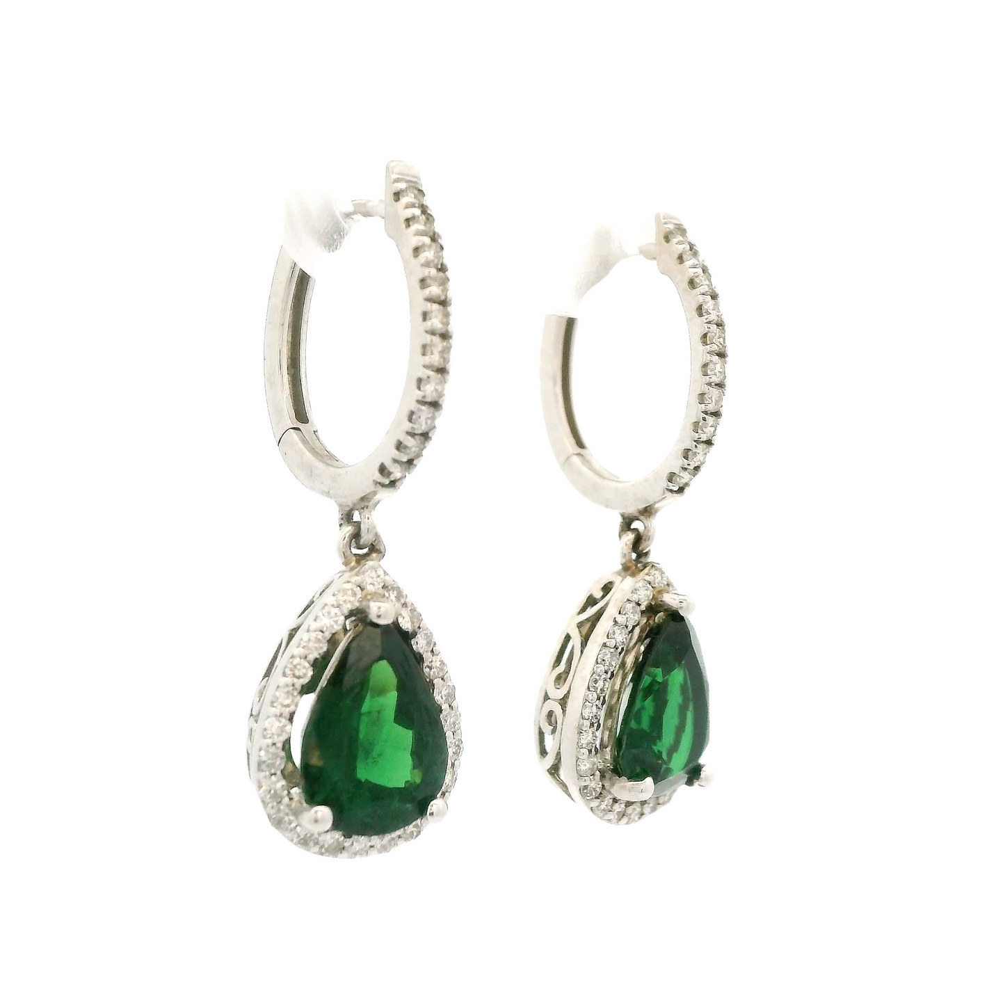 Pear Shape Tsavorite & Diamond Dangles