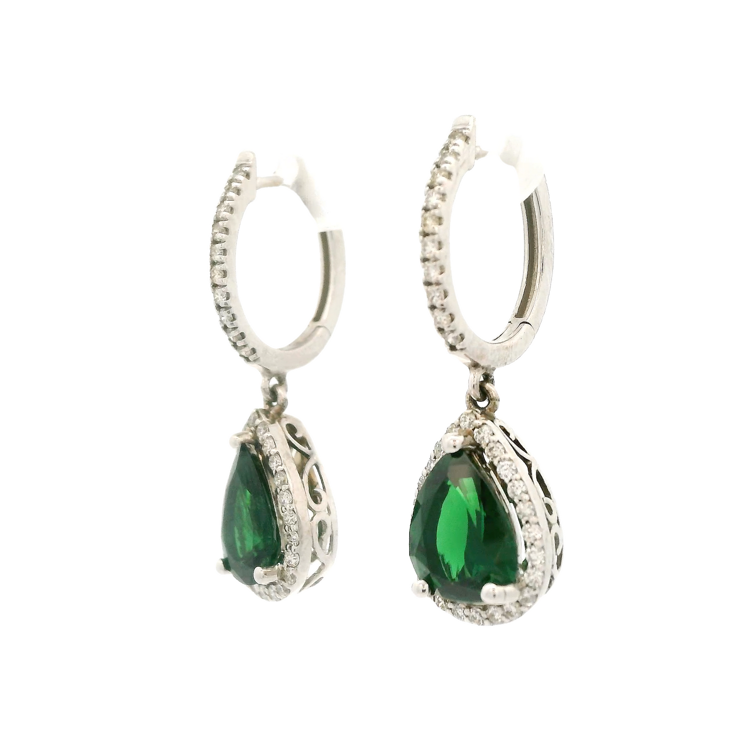 Pear Shape Tsavorite & Diamond Dangles