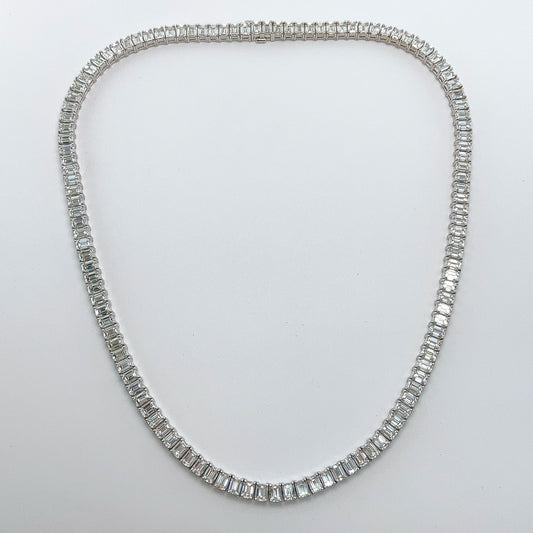 37.73cts Emerald Cut Diamond Tennis Necklace - Forever Rox Fine Jewelry
