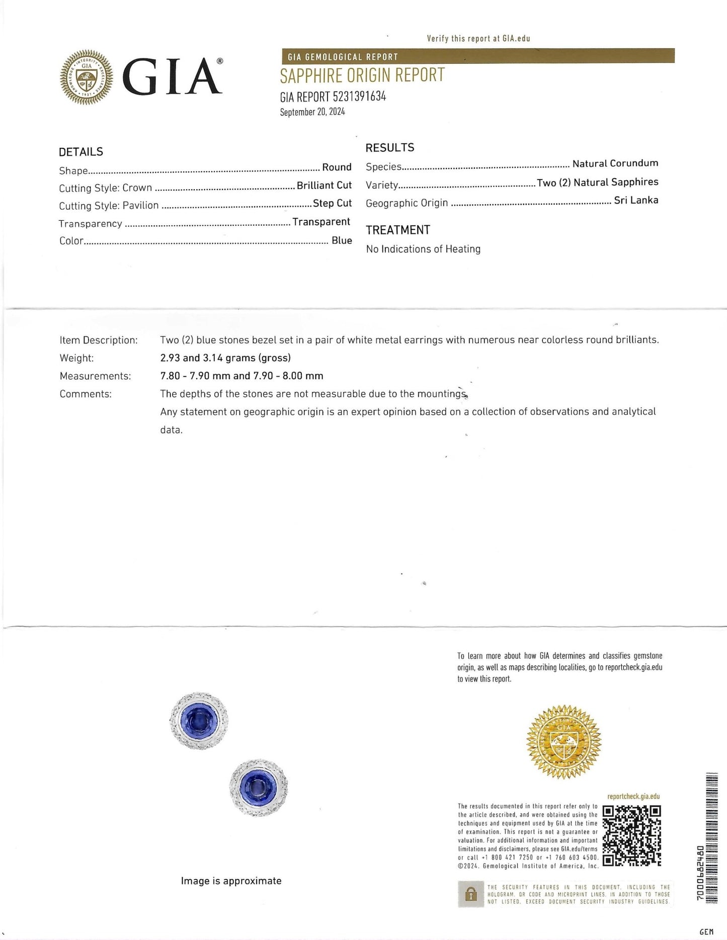 3.83cts GIA Certified Sri Lanka No Heat Sapphire & Pink Diamond Stud Earrings, 18k º - Forever Rox