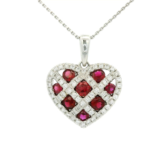 Ruby & Diamond Heart Pendant