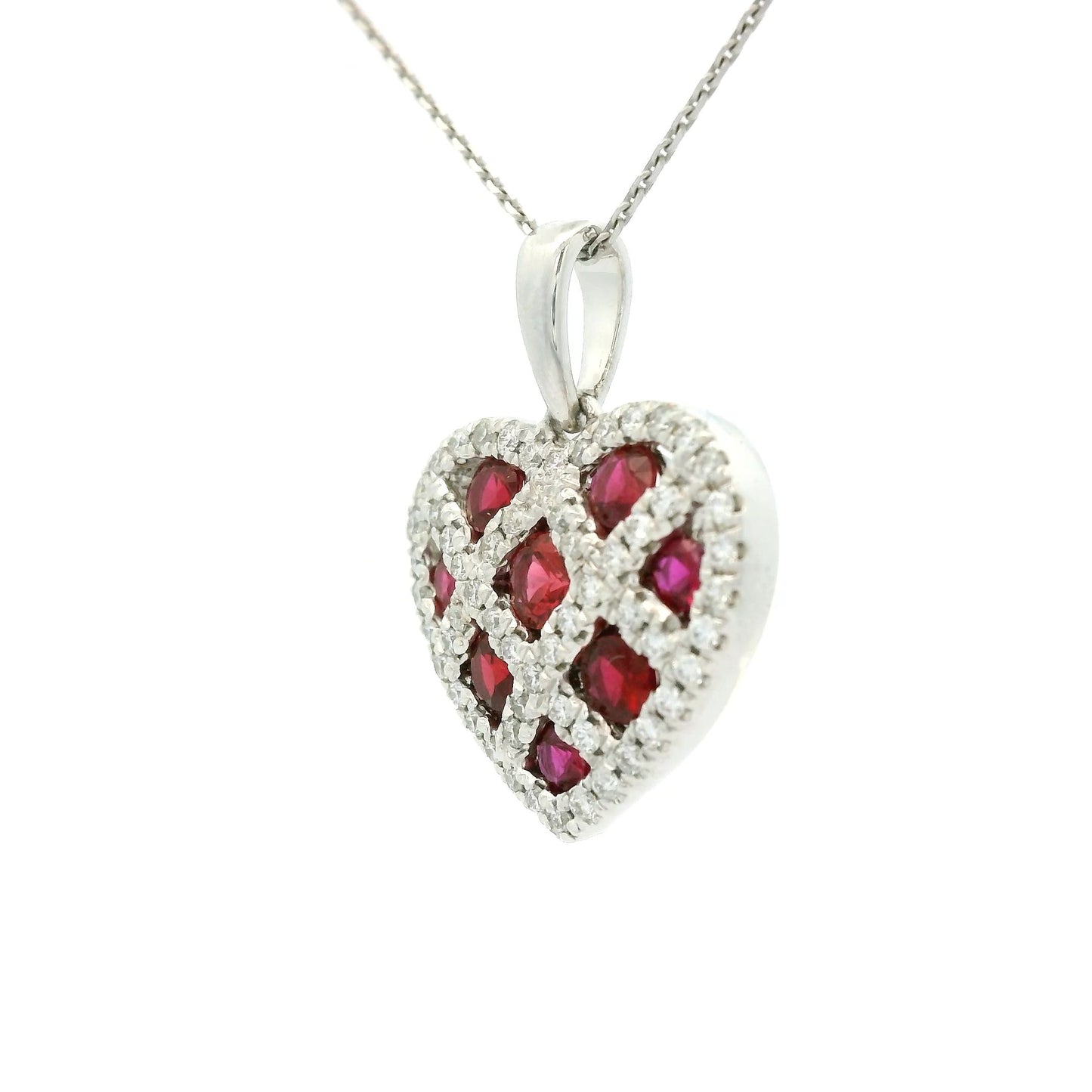 Ruby & Diamond Heart Pendant