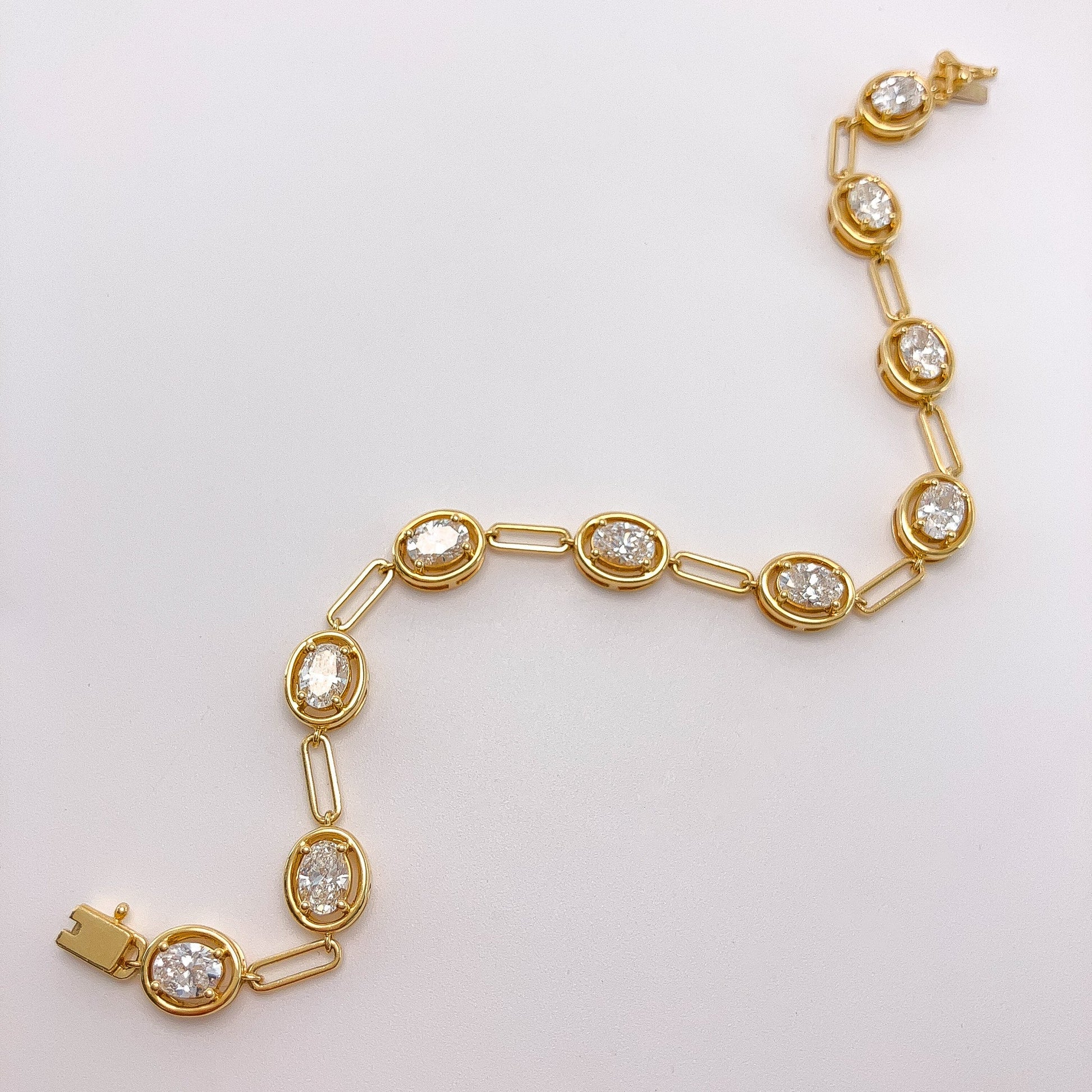 4.05cts Oval Diamond Paperclip Bracelet, 18k - Forever Rox Fine Jewelry