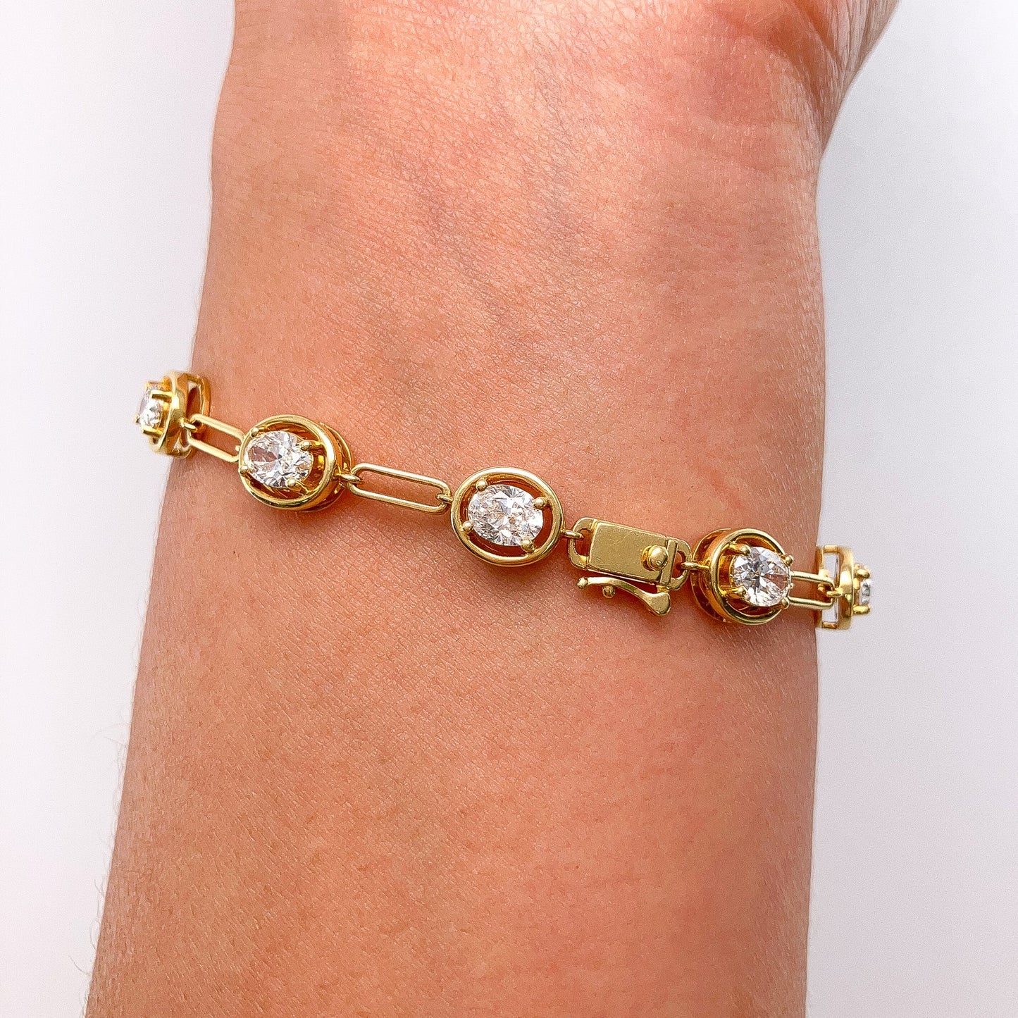 4.05cts Oval Diamond Paperclip Bracelet, 18k - Forever Rox Fine Jewelry
