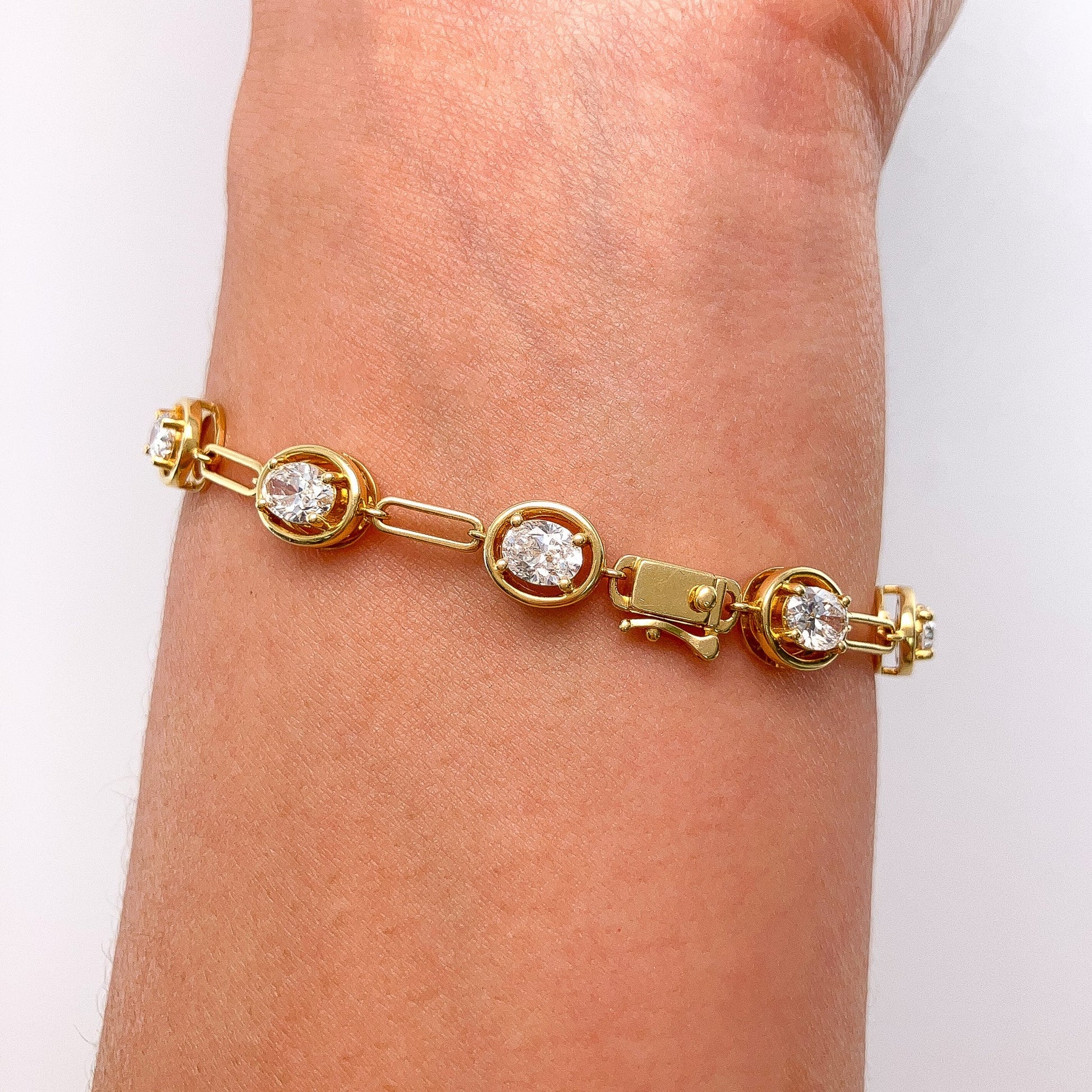 4.05cts Oval Diamond Paperclip Bracelet, 18k - Forever Rox Fine Jewelry