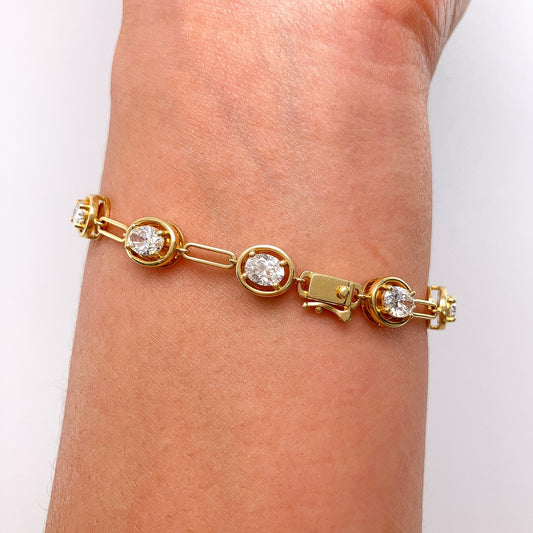 4.05cts Oval Diamond Paperclip Bracelet, 18k - Forever Rox Fine Jewelry
