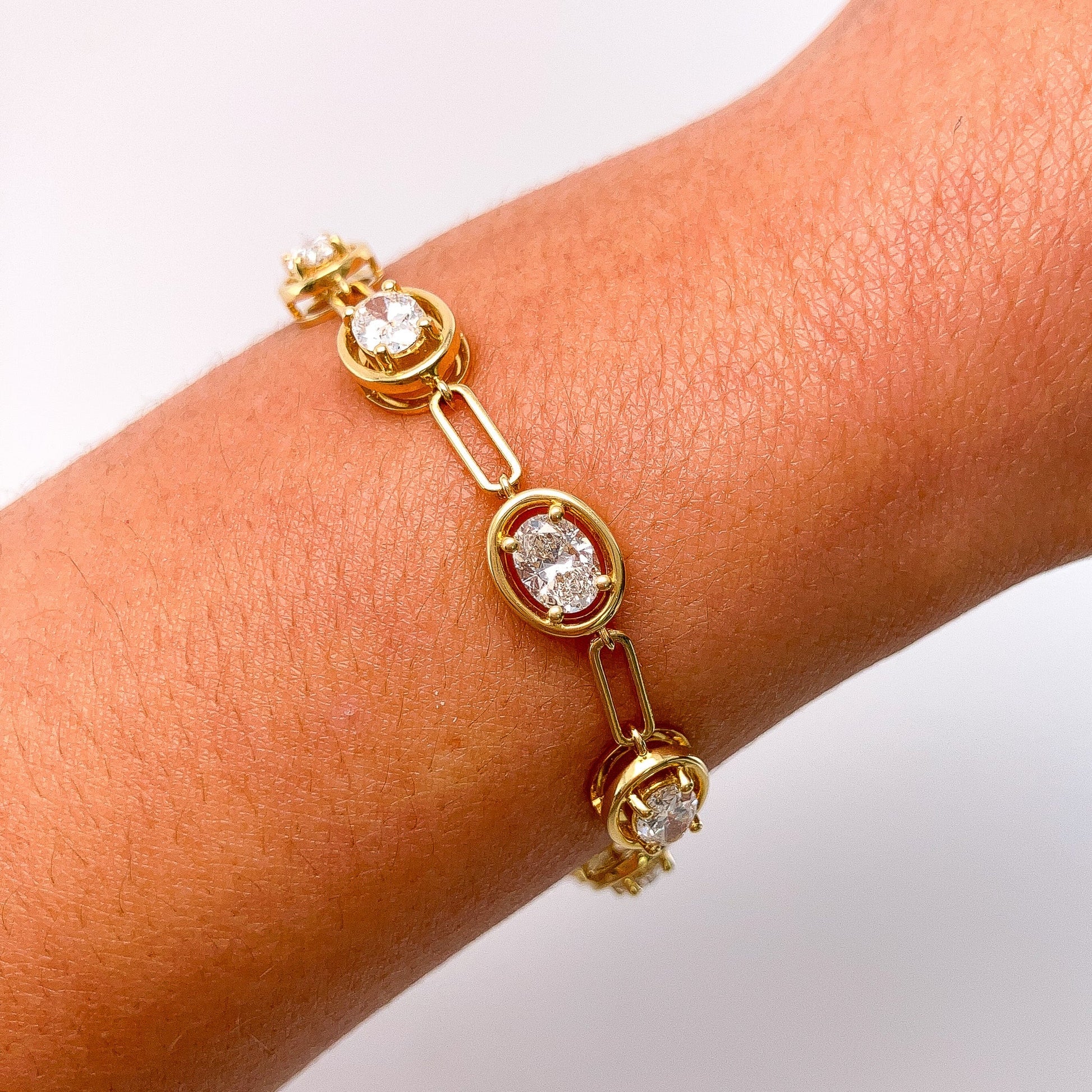 4.05cts Oval Diamond Paperclip Bracelet, 18k - Forever Rox Fine Jewelry