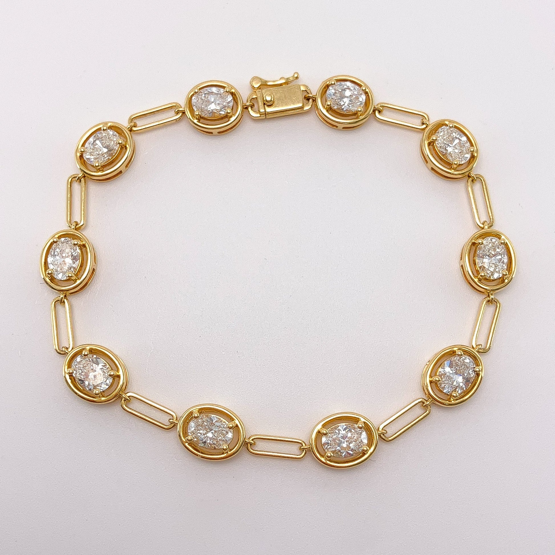 4.05cts Oval Diamond Paperclip Bracelet, 18k - Forever Rox Fine Jewelry
