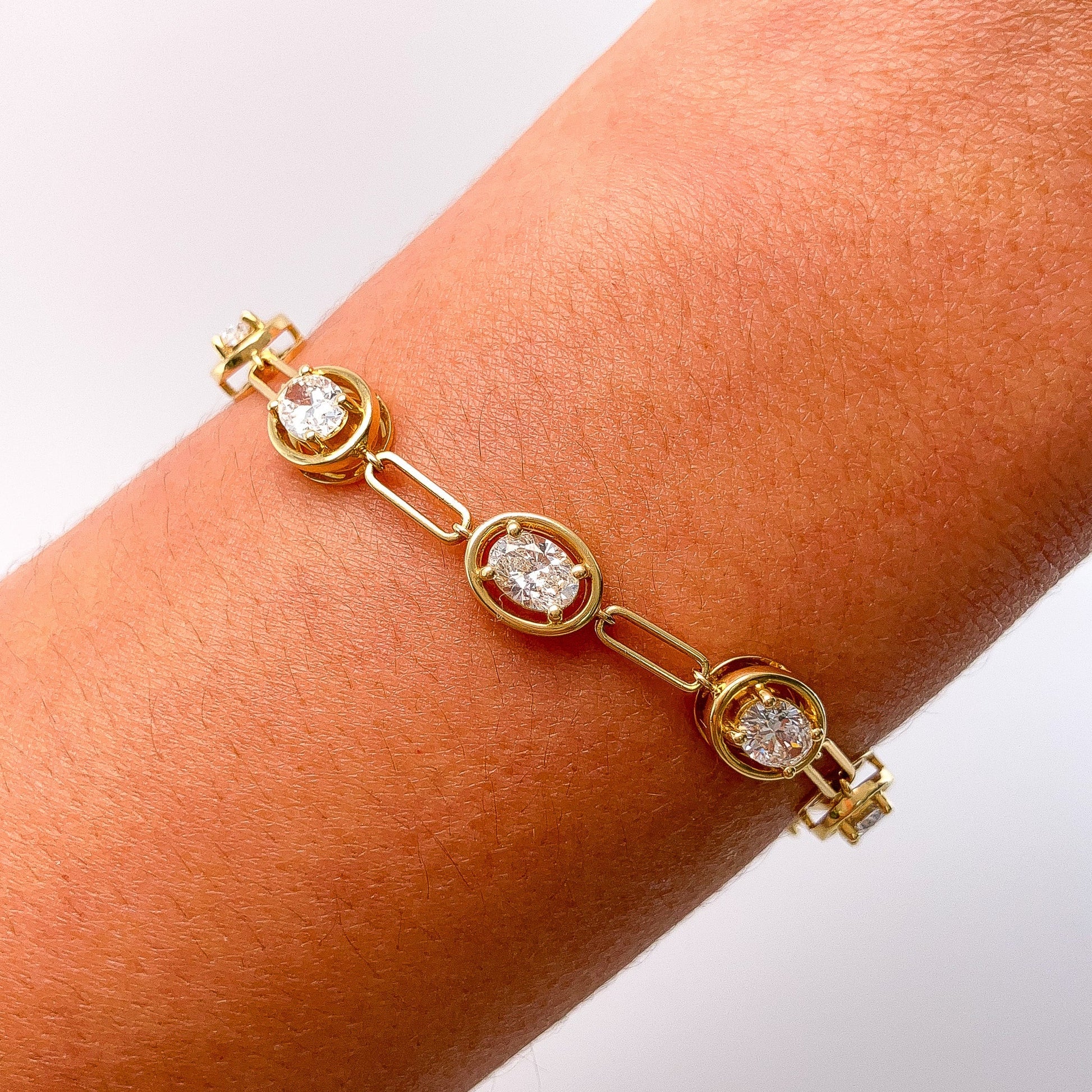 4.05cts Oval Diamond Paperclip Bracelet, 18k - Forever Rox Fine Jewelry