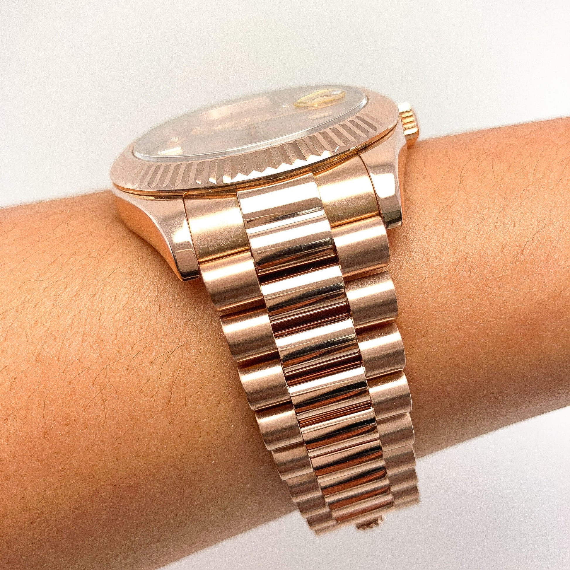 41mm Day - Date Rose Gold Rolex w/ card, 18k - Forever Rox Fine Jewelry