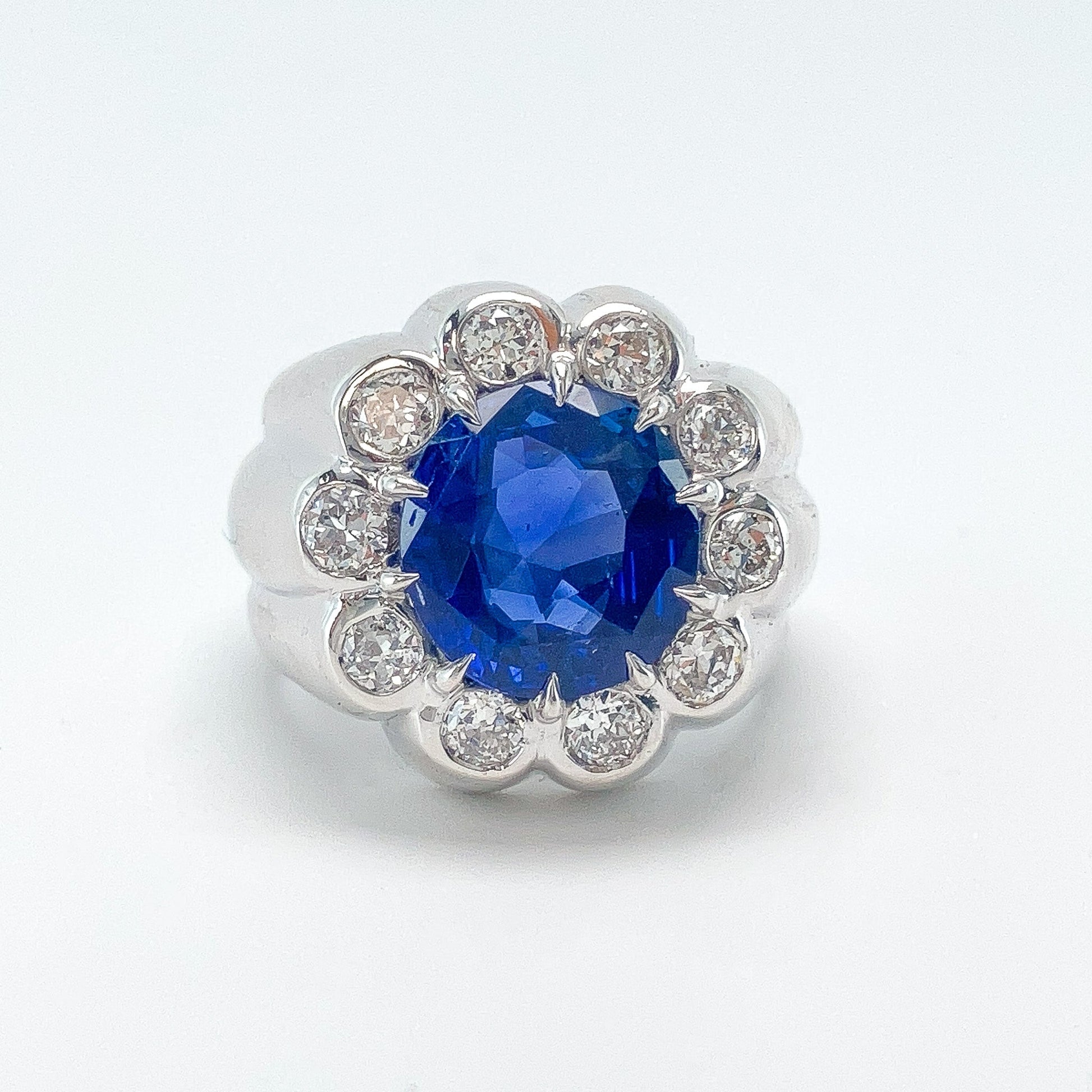 4.26ct Burma No Heat Sapphire & Diamond Ring, Platinum - Forever Rox