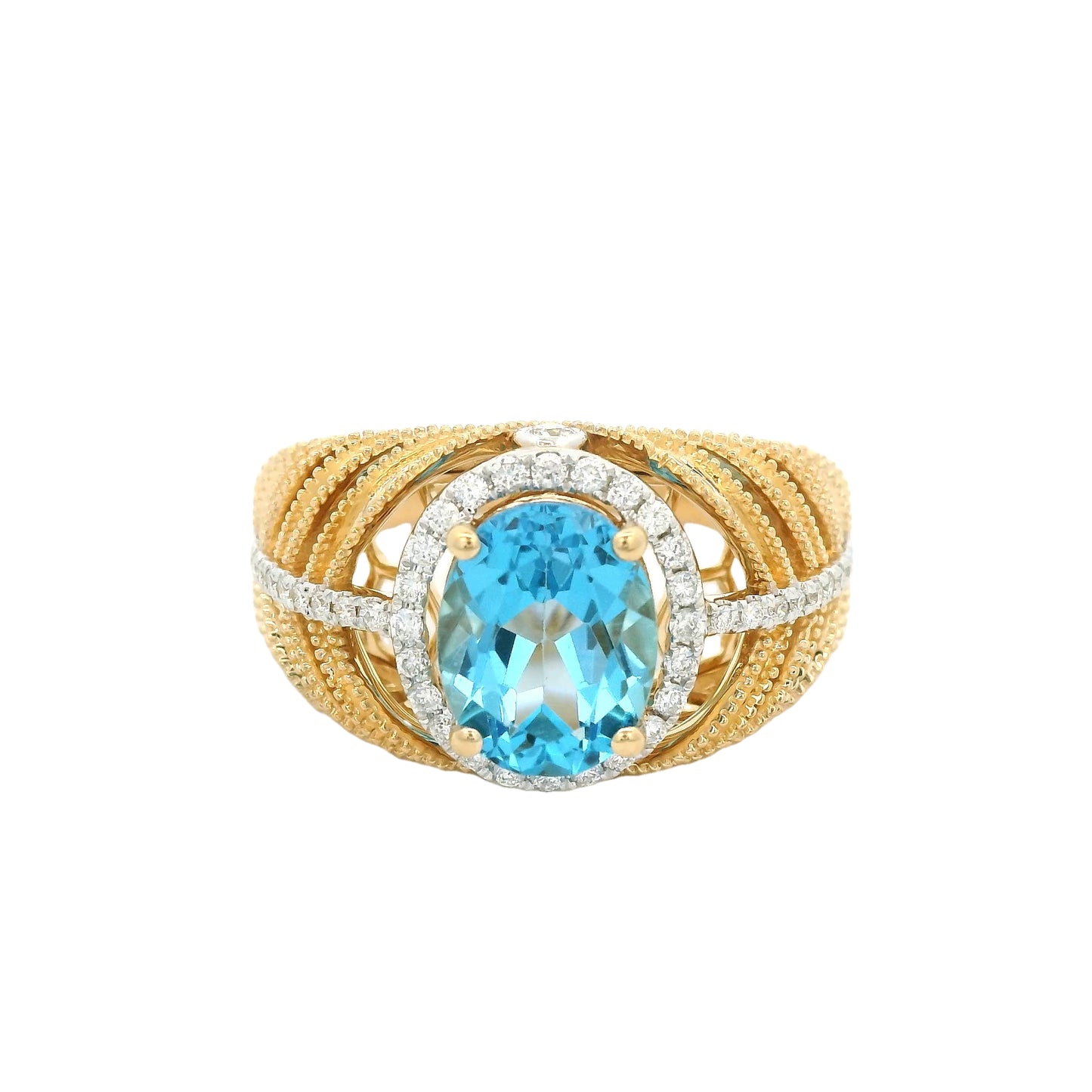 Oval Blue Topaz & Diamond Ring