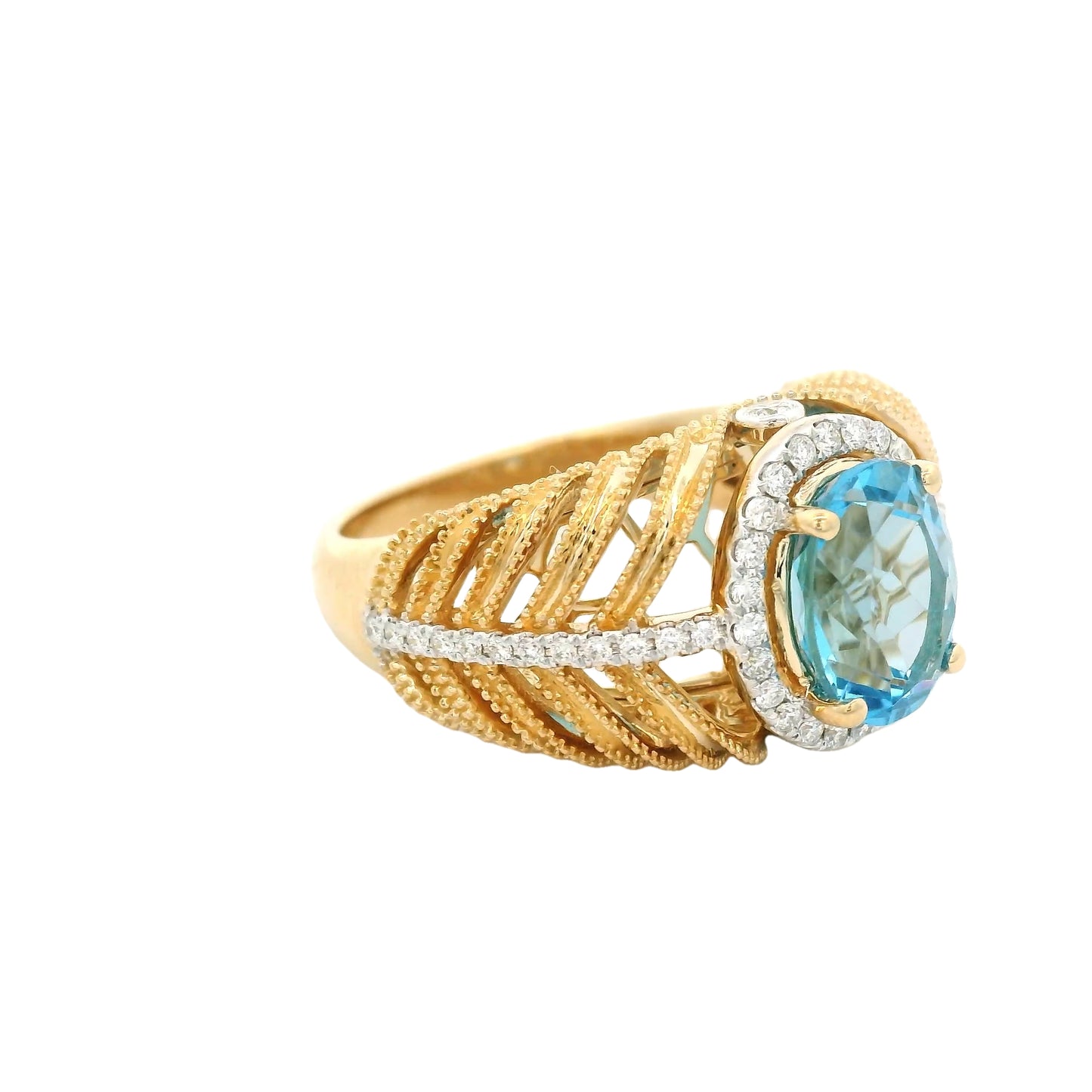 Oval Blue Topaz & Diamond Ring